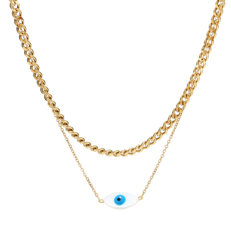 Wholesale 18K Gold Plated Double Layer Titanium Steel Thick Chain Cuban Chain Necklace ACC-NE-FeiLing009