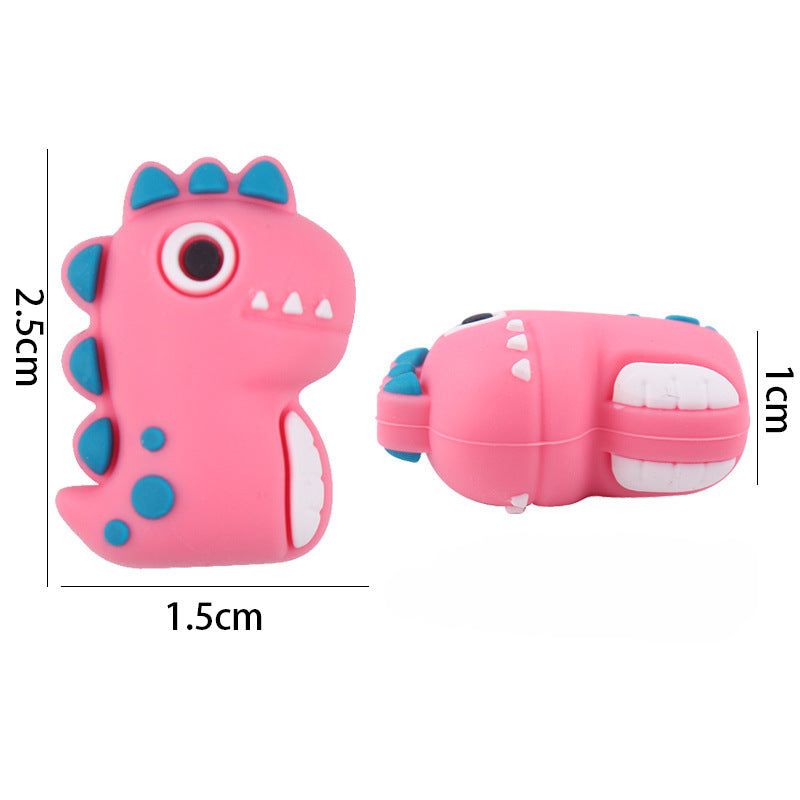 Wholesale 5pcs Pink Dinosaur Silicone Beads Focal Beads DIY Bead Accessories ACC-BDS-GuangTian046