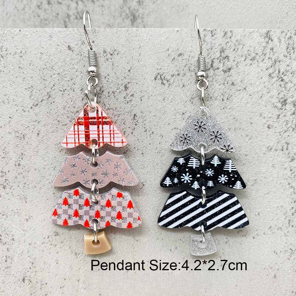 Wholesale Christmas Stitching Christmas Tree Acrylic Earrings ACC-ES-ChenY064