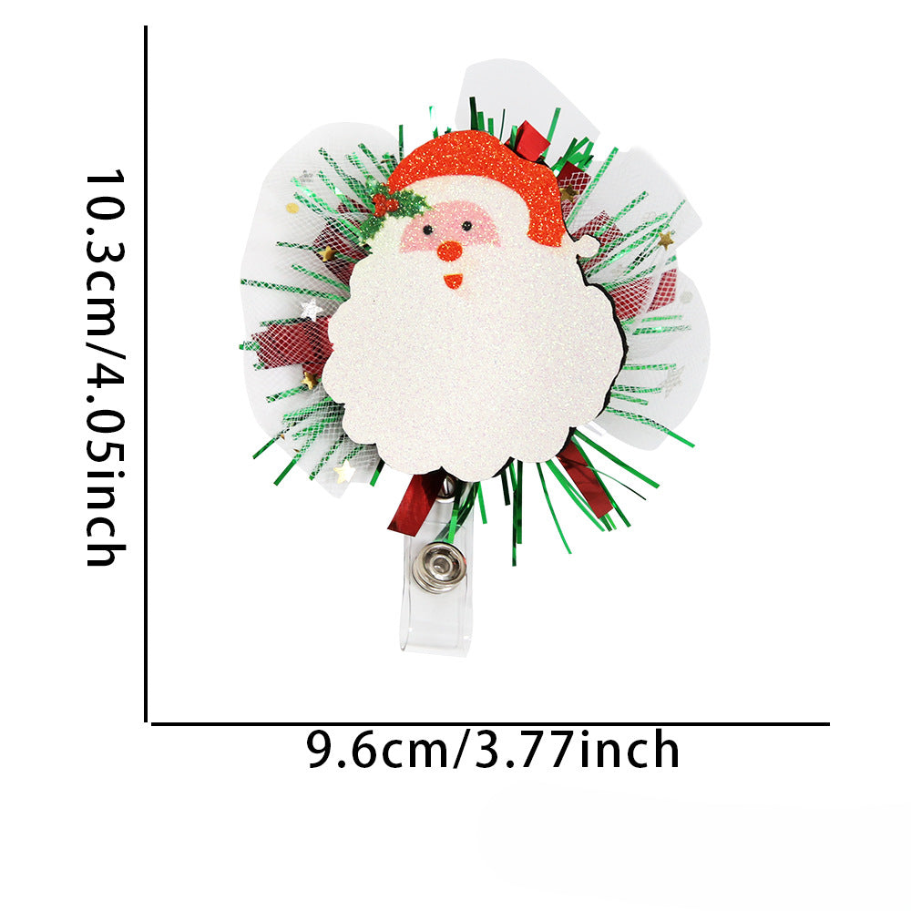 Wholesale Christmas Glitter Cartoon Snowman Elk Badge Reels Keychains ACC-KC-ZhouHao002