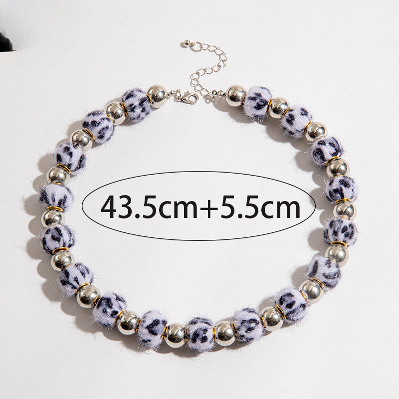 Wholesale Colorful Beaded Pom Pom Beaded Christmas Series Necklace ACC-NE-YongGe014