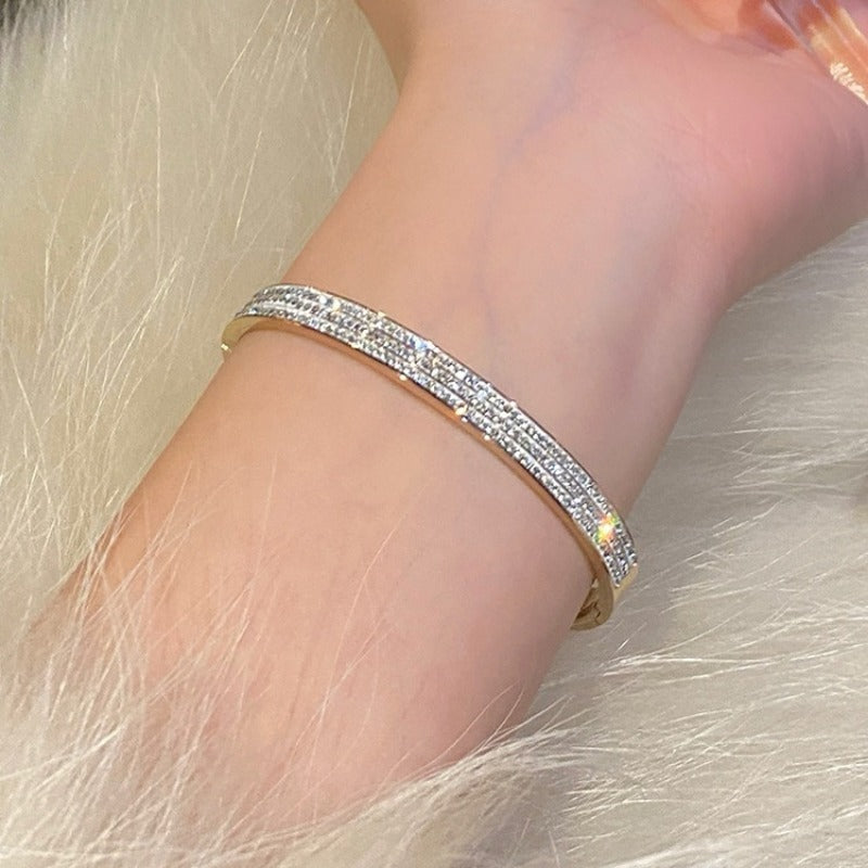 Wholesale Light Luxury Full Diamond Titanium Steel Bracelet ACC-BT-XKL003