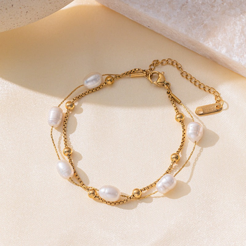 Wholesale Stainless Steel Zirconia Pearl Bracelet ACC-BT-QiYun007