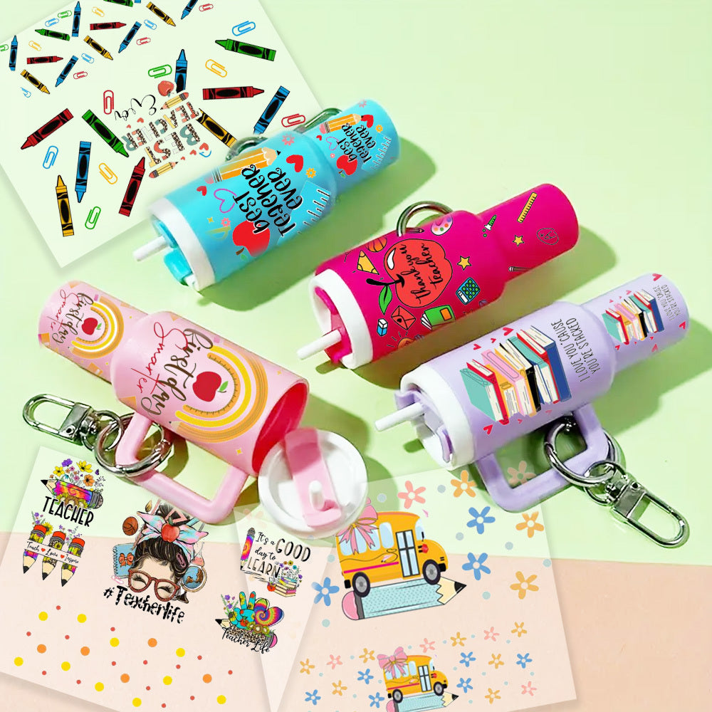 20pcs UV DTF Cup Wraps Rub on Transfer Stickers for Mini Tumbler Cup Keychains Accessories DIY Gift Cup Sticker Gift