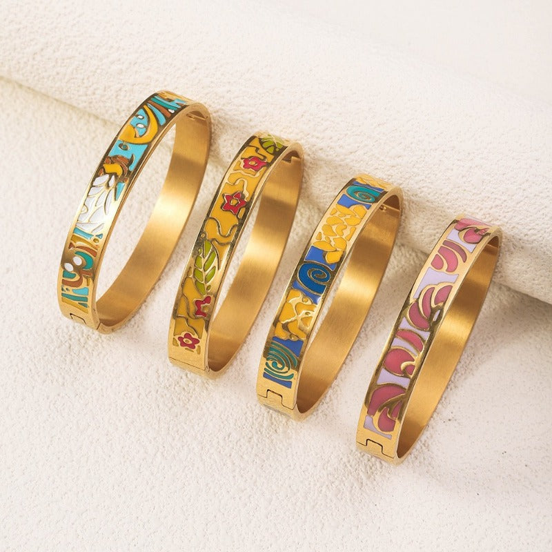 Wholesale Niche Light Luxury Stainless Steel Enamel Oil Drip Bracelet ACC-BT-RuiX005
