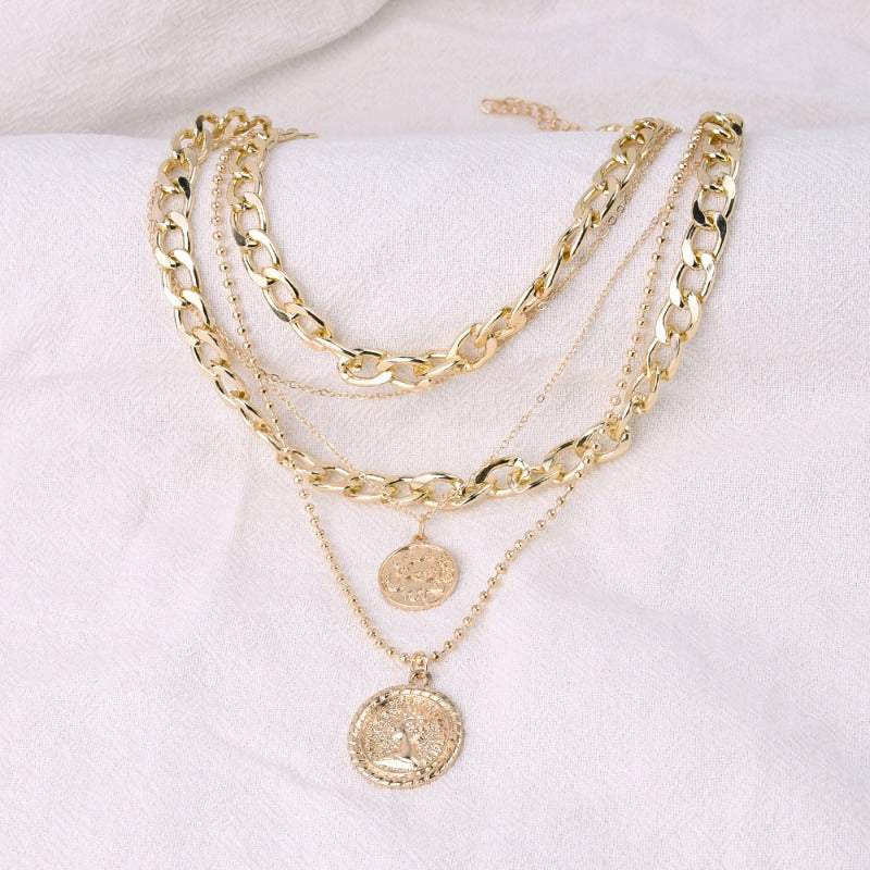 Wholesale Multi-layered Disc Head Pendant Necklaces Set ACC-NE-GaoTu001