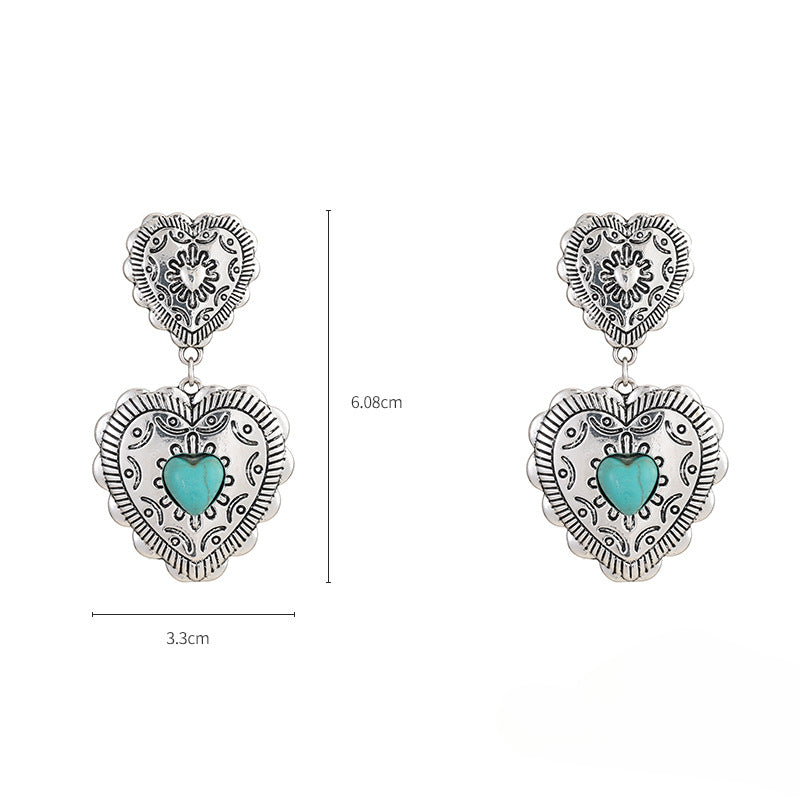 Wholesale Valentine's Day Series Love Peach Semi-precious Stone Vintage Earrings ACC-ES-KJ008