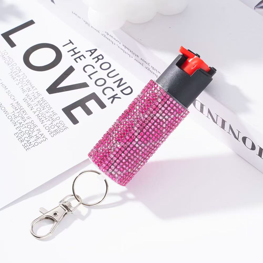 Wholesale Quick Release Spray Leopard Print Rhinestone Keychain for Women