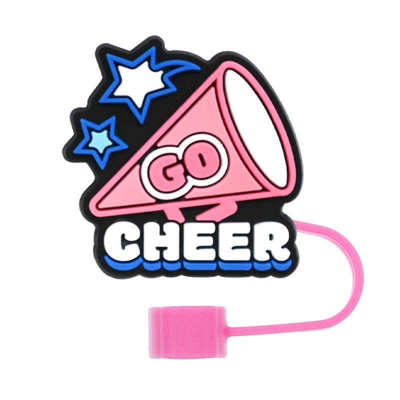 Wholesale Random 100pcs Cheerleading Series 10mm PVC Soft Straw Tube Cap ACC-SCR-RYY134