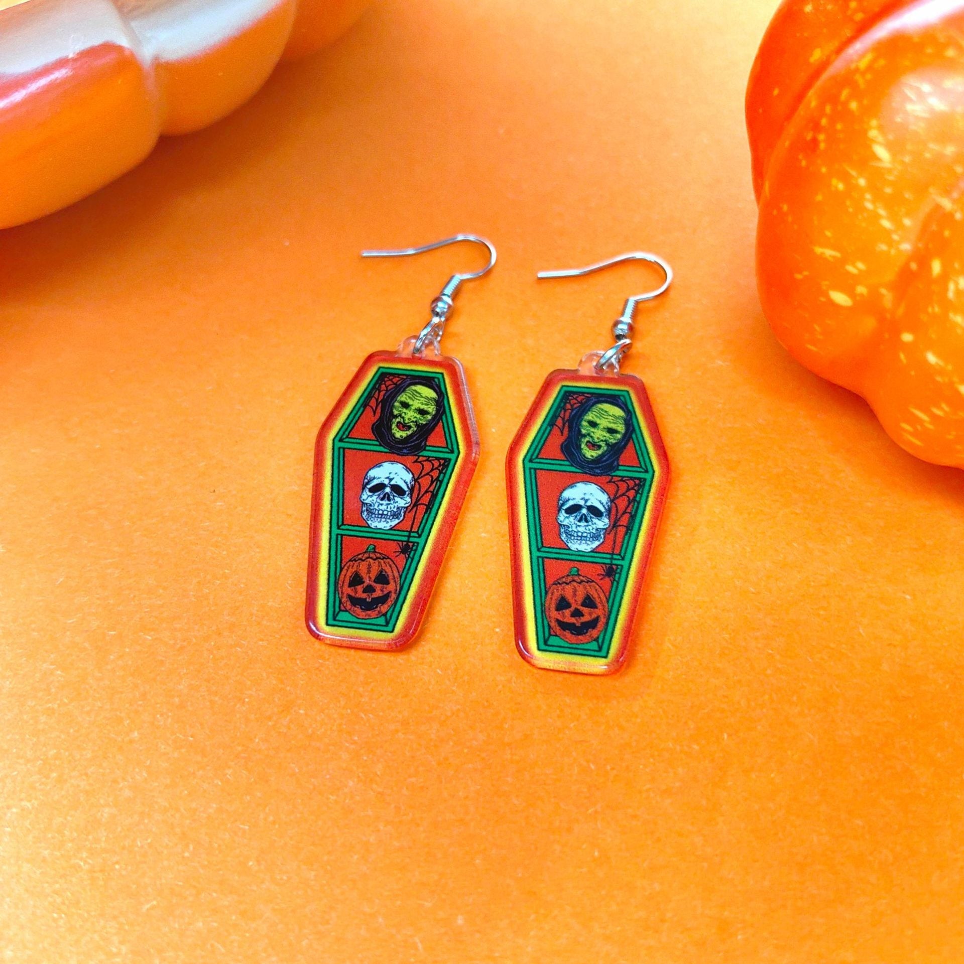 Wholesale Halloween Cartoon Pumpkin Ghost Acrylic Earrings ACC-ES-Xizhao011