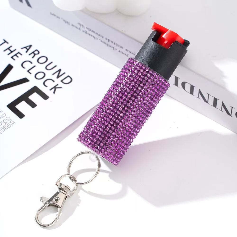 Wholesale Quick Release Spray Solid Color Rhinestone Keychain for Women