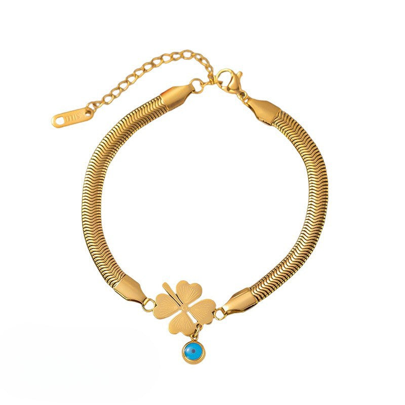 Wholesale Titanium Steel Bracelets Snake Bone Chain Love Blue Eyes Bracelet ACC-BT-Tais001