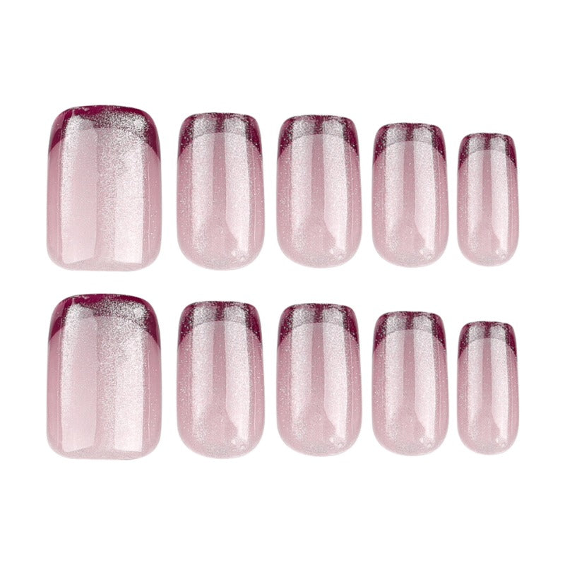 Wholesale 24 Pieces/box Red Nude Cat Eye Press-on Nails Kits Nail Stickers ACC-NS-LeFan162