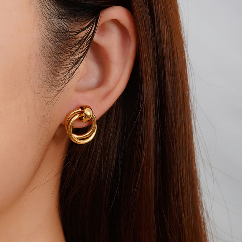 Wholesale Circle Gold Plated Stainless Steel Earrings ACC-ES-MuShan063