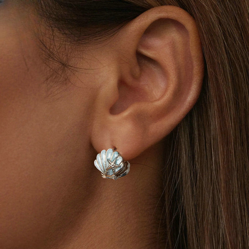 Wholesale Blue Starfish Shell Earrings S925 Sterling Silver Earrings ACC-ES-YinZhiyun001