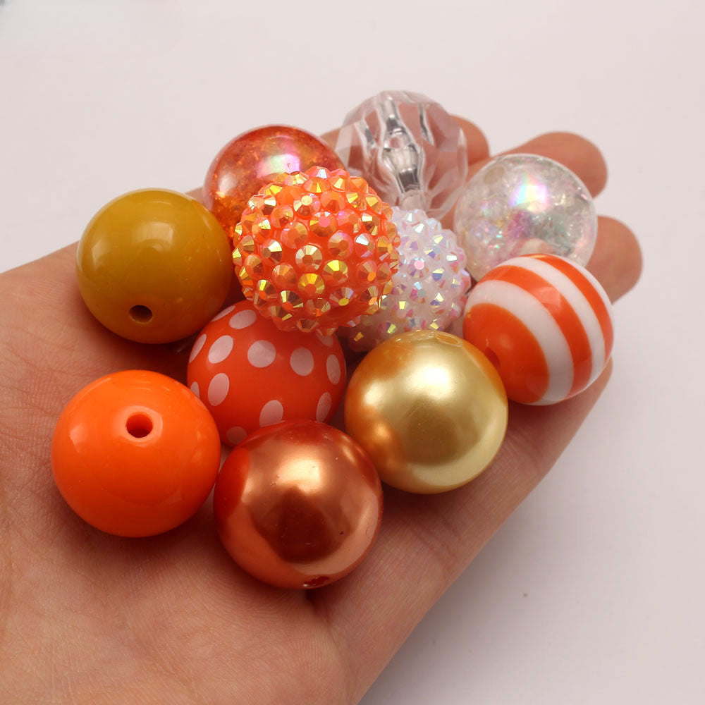 Wholesale 50pcs Mixed Color 20MM Orange Acrylic Bubblegum Beads ACC-BDS-NiJia038