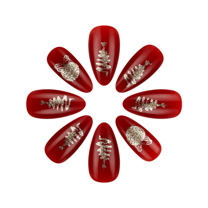 Wholesale 24 Pieces/box Christmas Red Nails Kits Nail Stickers ACC-NS-MiKe012