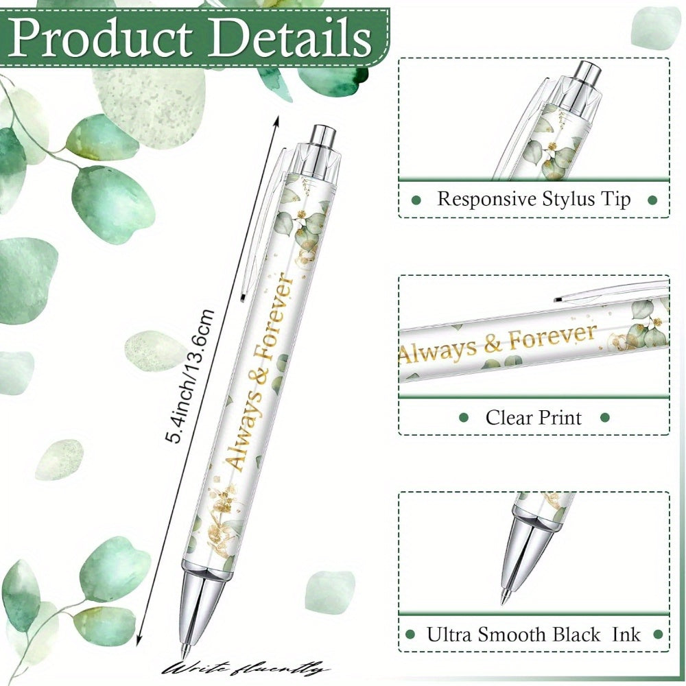 12pcs Wedding Pens Bridal Shower Pens Retractable Bachelorette Pen Black Ballpoint Pens for Guests Book Wedding Bridal Shower Favors for Guest Proposal Bachelor Slumber Party Gifts