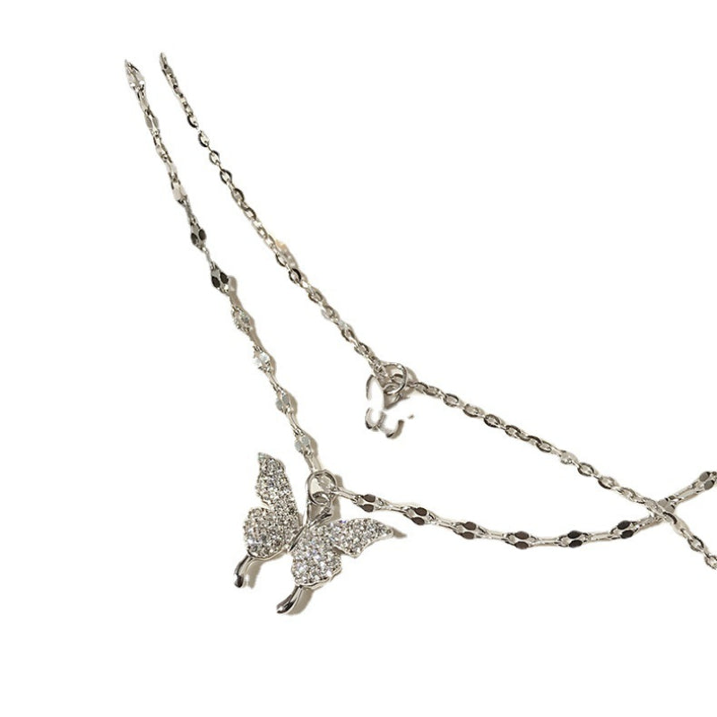 Wholesale Double Layer Butterfly Necklace Clavicle Chain Choker Necklace ACC-NE-JiuS007