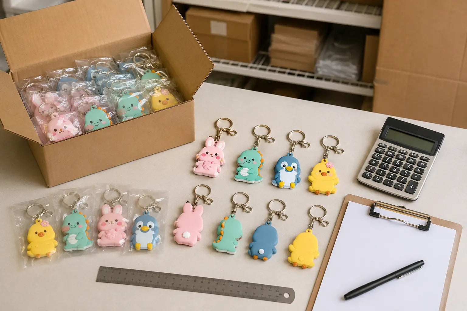 Cartoon keychains wholesale order inspection for hardware packaging and sellable condition