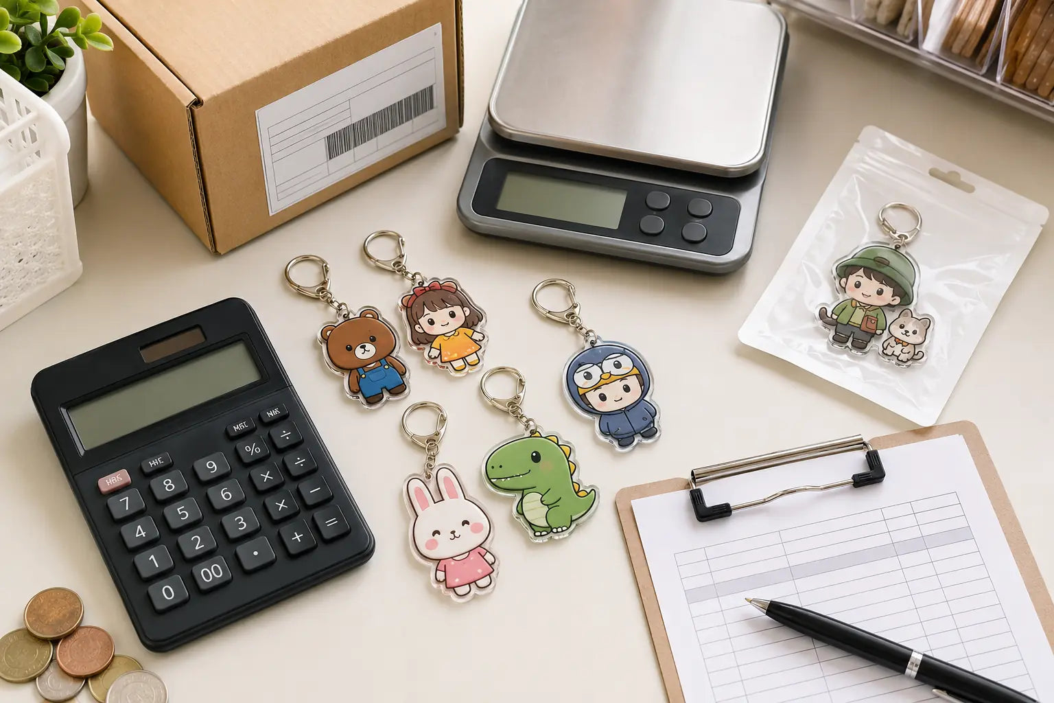 Cartoon keychains wholesale landed cost calculation with packaging and shipping