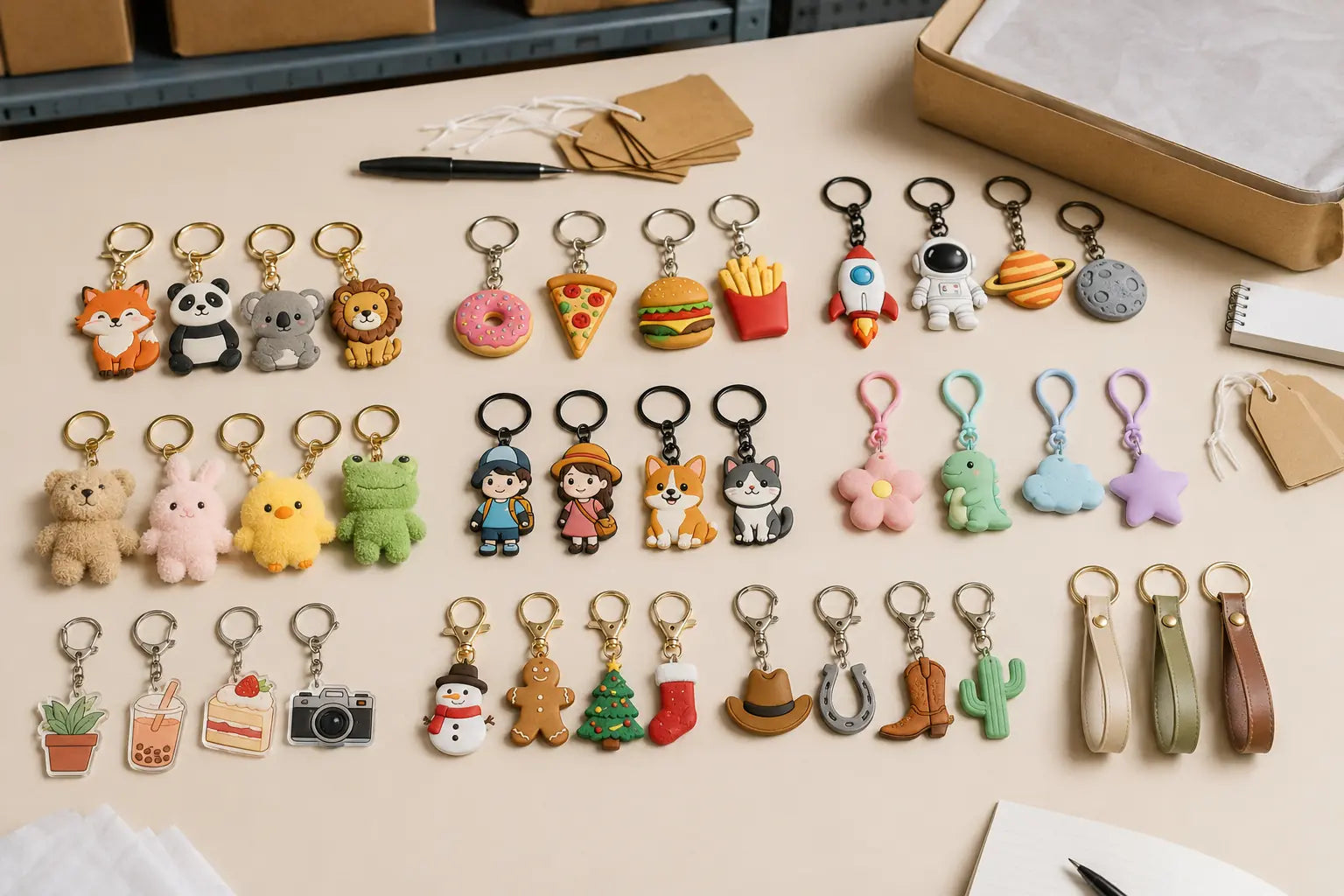 Cartoon keychains wholesale 40-unit assortment test across ten designs