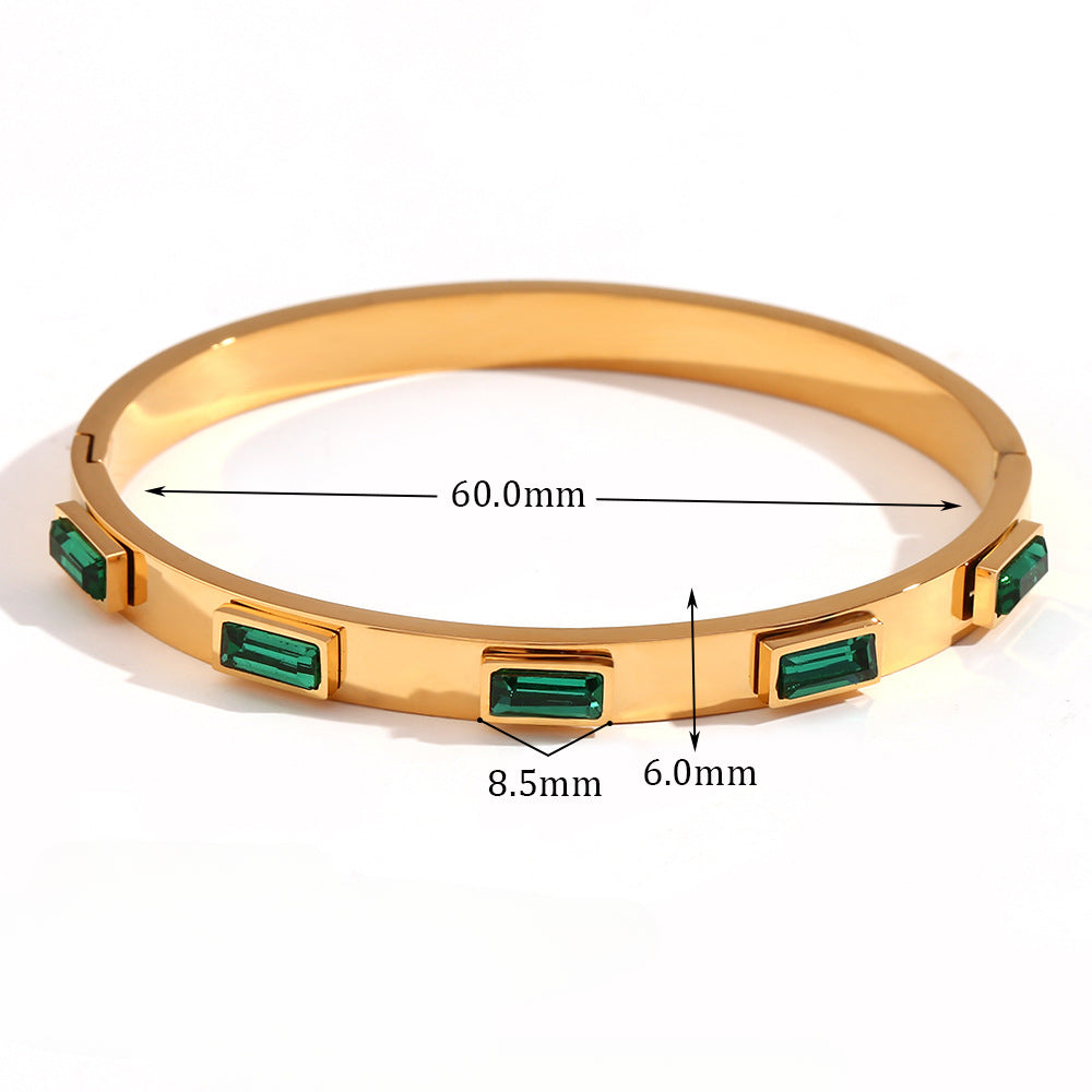 Wholesale Bead String Bracelet Stainless Steel Bracelets 18K Gold Plated Bracelet Zircon Closed Clasp Bracelet ACC-BT-MengJ003