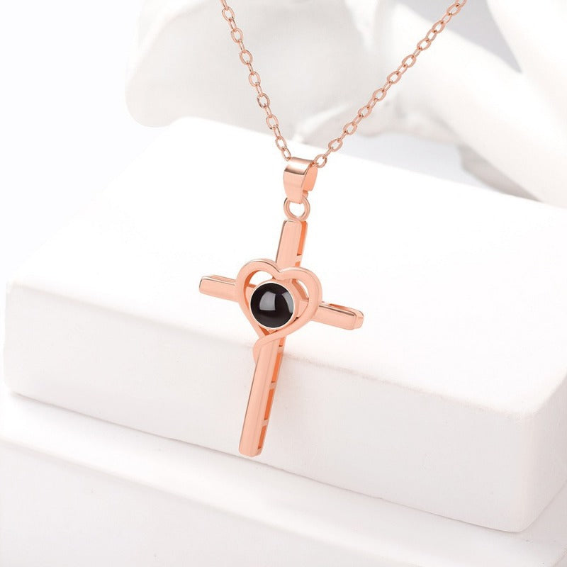 Wholesale 100 Languages I Love You Projection Love Cross Necklace ACC-NE-Shiyu005