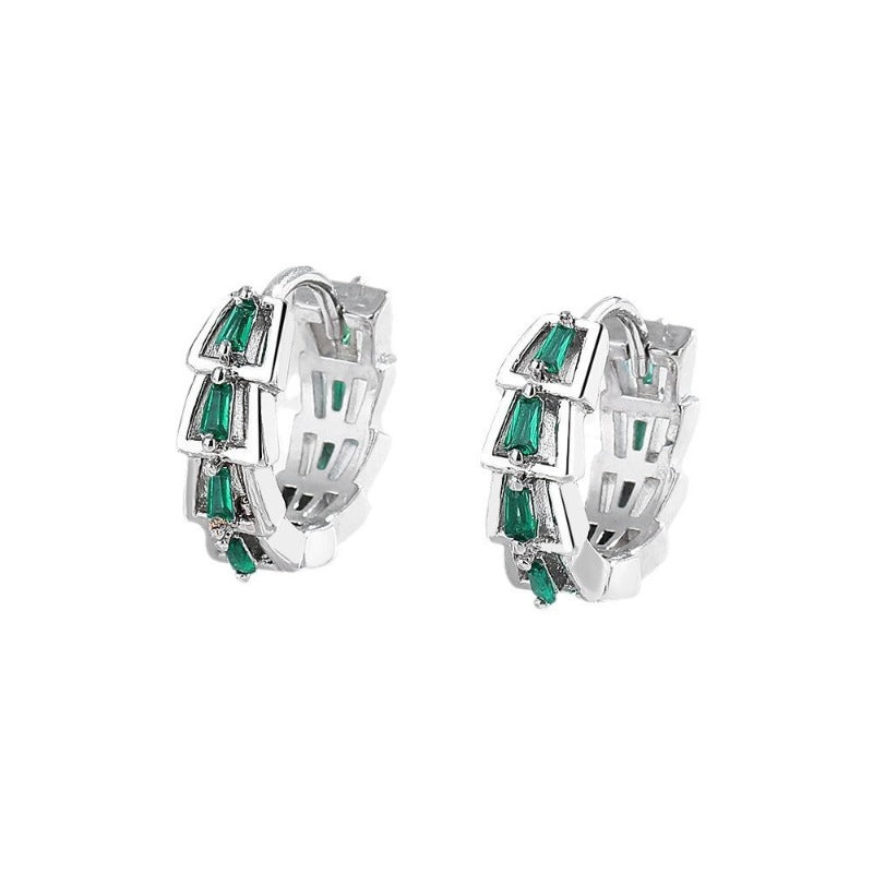 Wholesale Light Luxury Micro-inlaid Zircon Step Green Diamond Earrings ACC-ES-MeiLi004