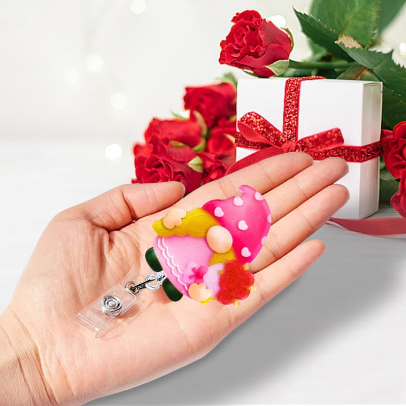 Wholesale Valentine's Day Dwarf Acrylic Medical Retractable Clip Badge Keychain ACC-KC-QiDing025
