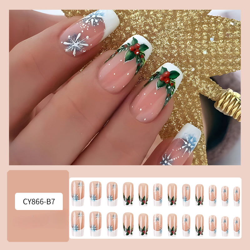Wholesale 24 Pieces/box Christmas White Edge Fireworks Nails Kits Nail Stickers ACC-NS-QXJ038