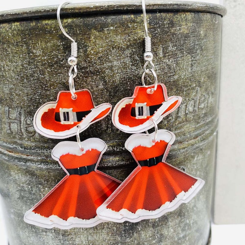 Wholesale Christmas Cute Princess Dress Acrylic Earrings ACC-ES-ChenY095