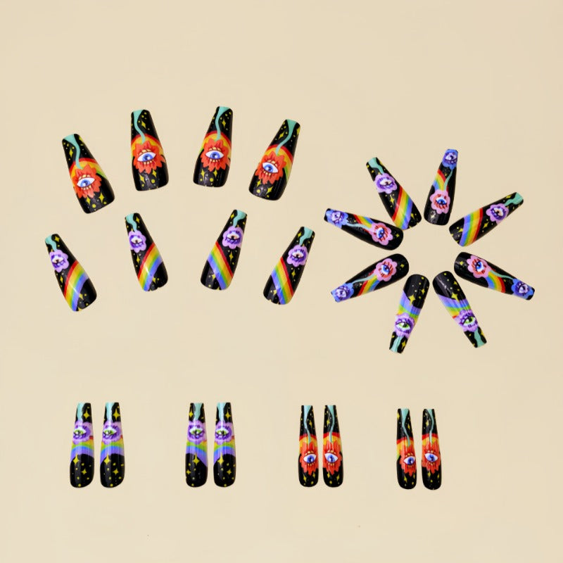 Wholesale 24 Pieces/box Rainbow Devil Eye Nails Kits Nail Stickers ACC-NS-Qianx003