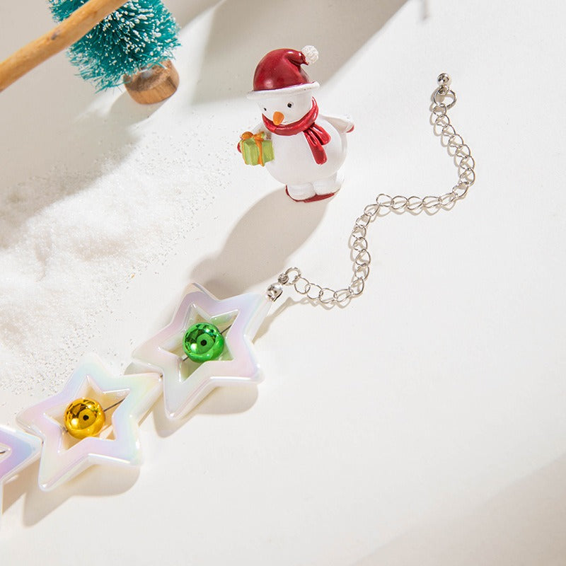 Wholesale Christmas Acrylic Five-pointed Star Beaded Necklace ACC-NE-YongGe006