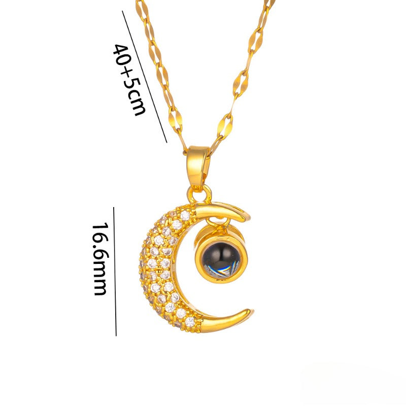 Wholesale Moon Projection Titanium Steel Necklace ACC-NE-KuCai007