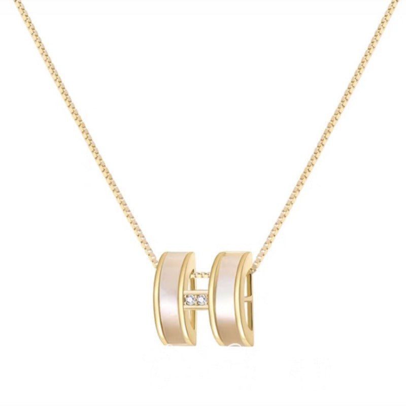 Wholesale Real Gold Plated Zircon Letter Necklace ACCVIP-NE-KJ001