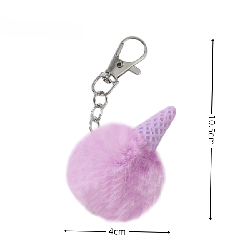 Wholesale Fur Ball Ice Cream Cone Keychain
