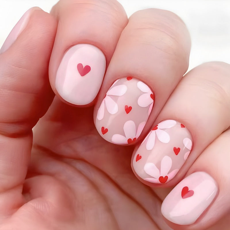 Wholesale 24 Pieces/box Valentine's Day Glossy Love Nails Kits Nail Stickers ACC-NS-MiKe037