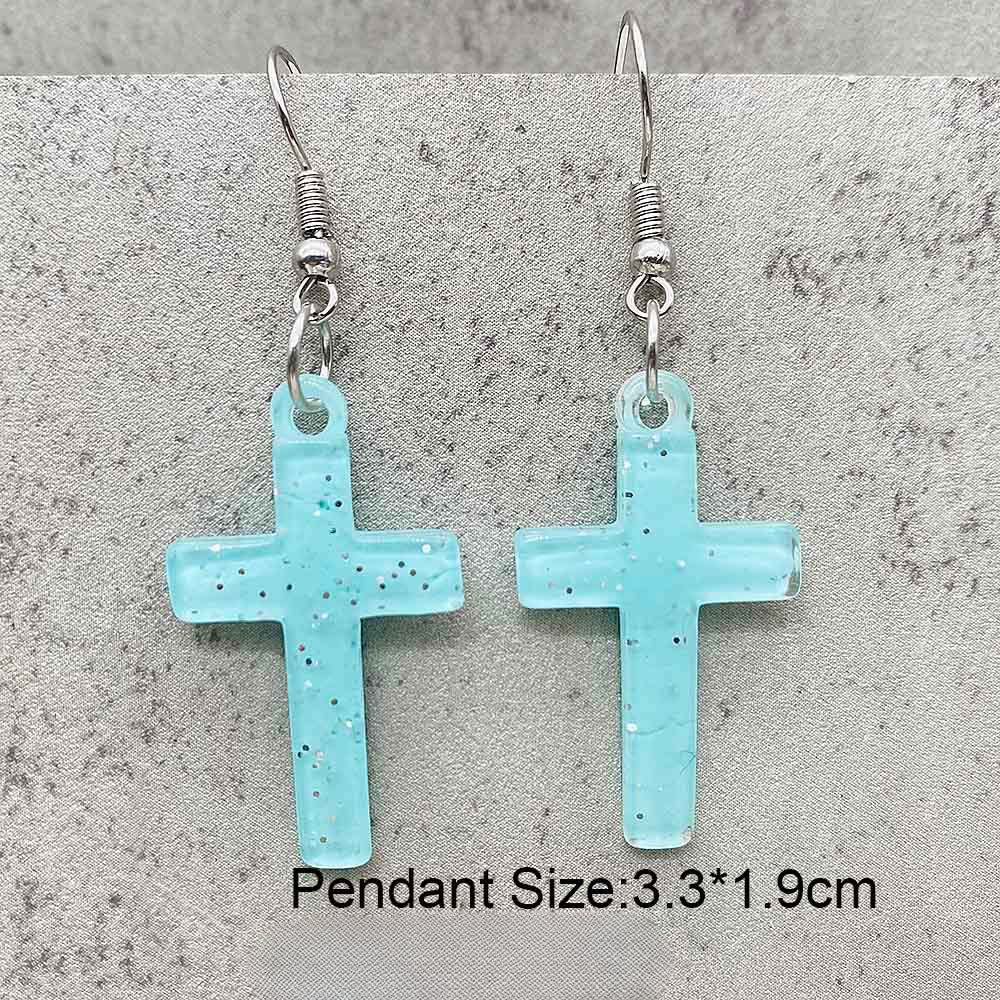 Wholesale Sequin Cross Resin Pendant Earrings ACC-ES-ChenY065