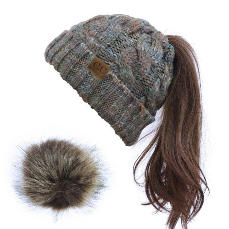 Wholesale Colorful Twisted Pom Pom Knitted Hat ACC-HT-Xiongk002