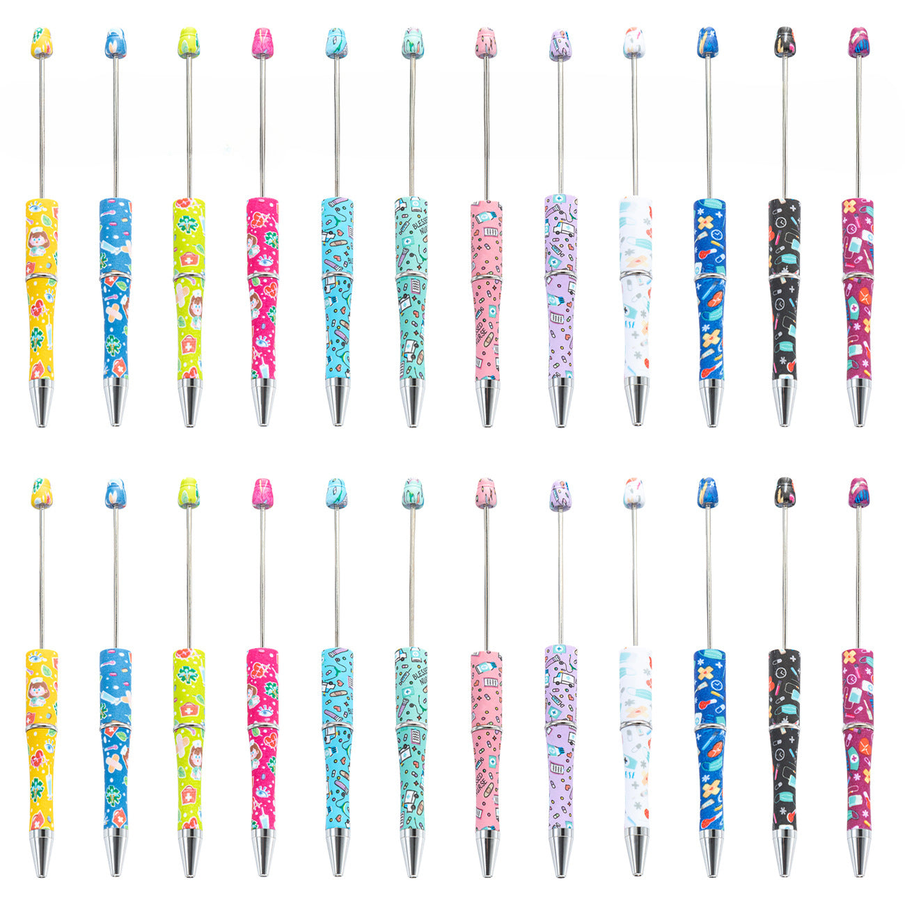 Wholesale Bearable Pens Nurse's Day Printed Plastic Beaded Pens ACC-PN-HuaH004