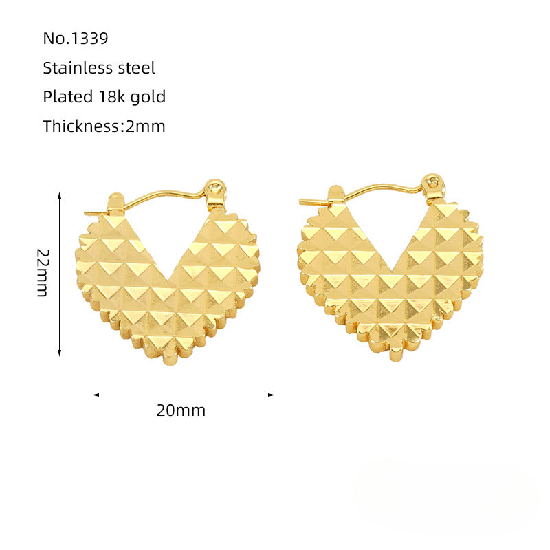 Wholesale Geometric Hollow Earrings Heart Earrings 18K Stainless Steel Earrings ACC-ES-ZhongYao003