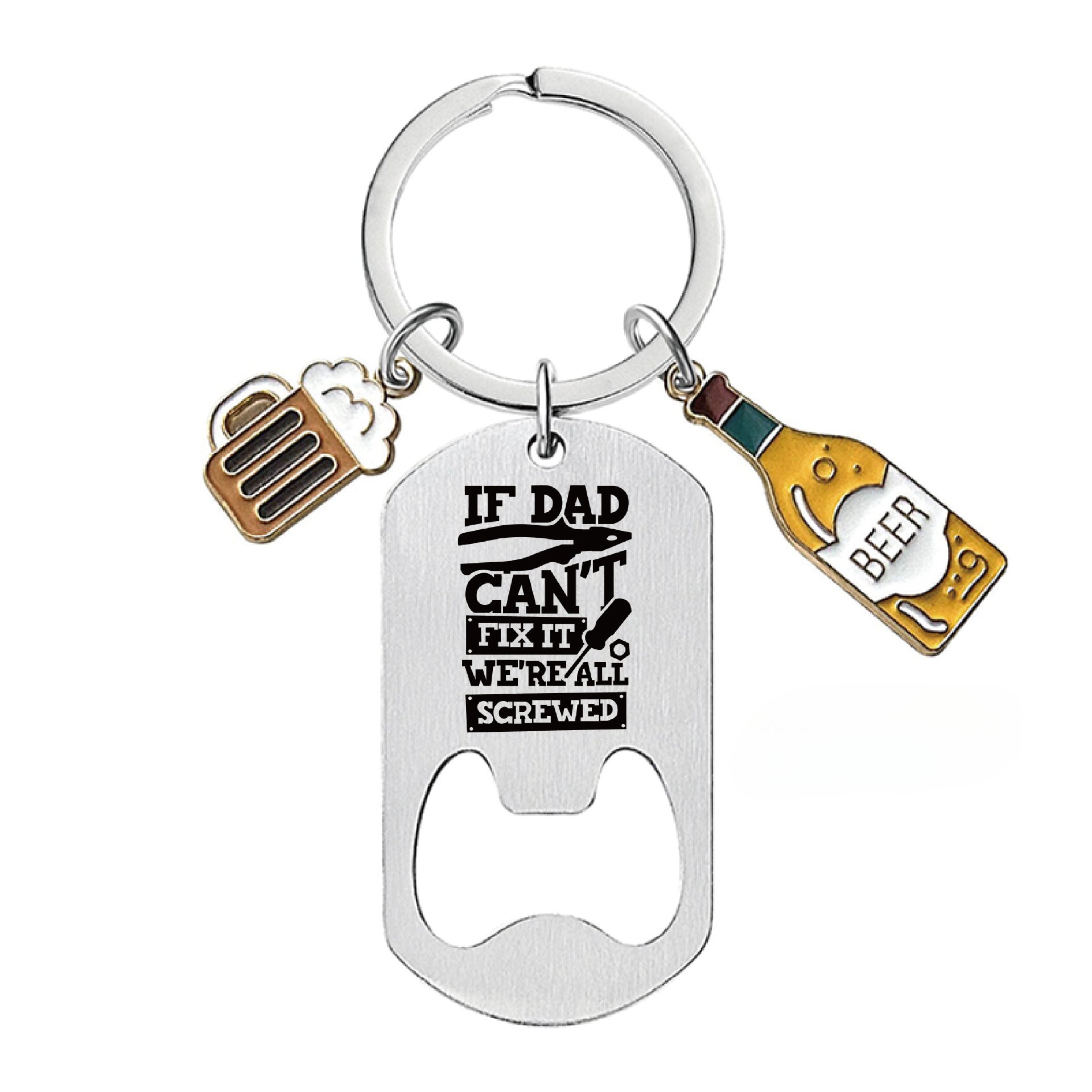 Wholesale Stainless Steel Bottle Openers, Wine Glasses, Father's Day Gifts, Metal Engraved Keychain ACC-KC-Ganggu004