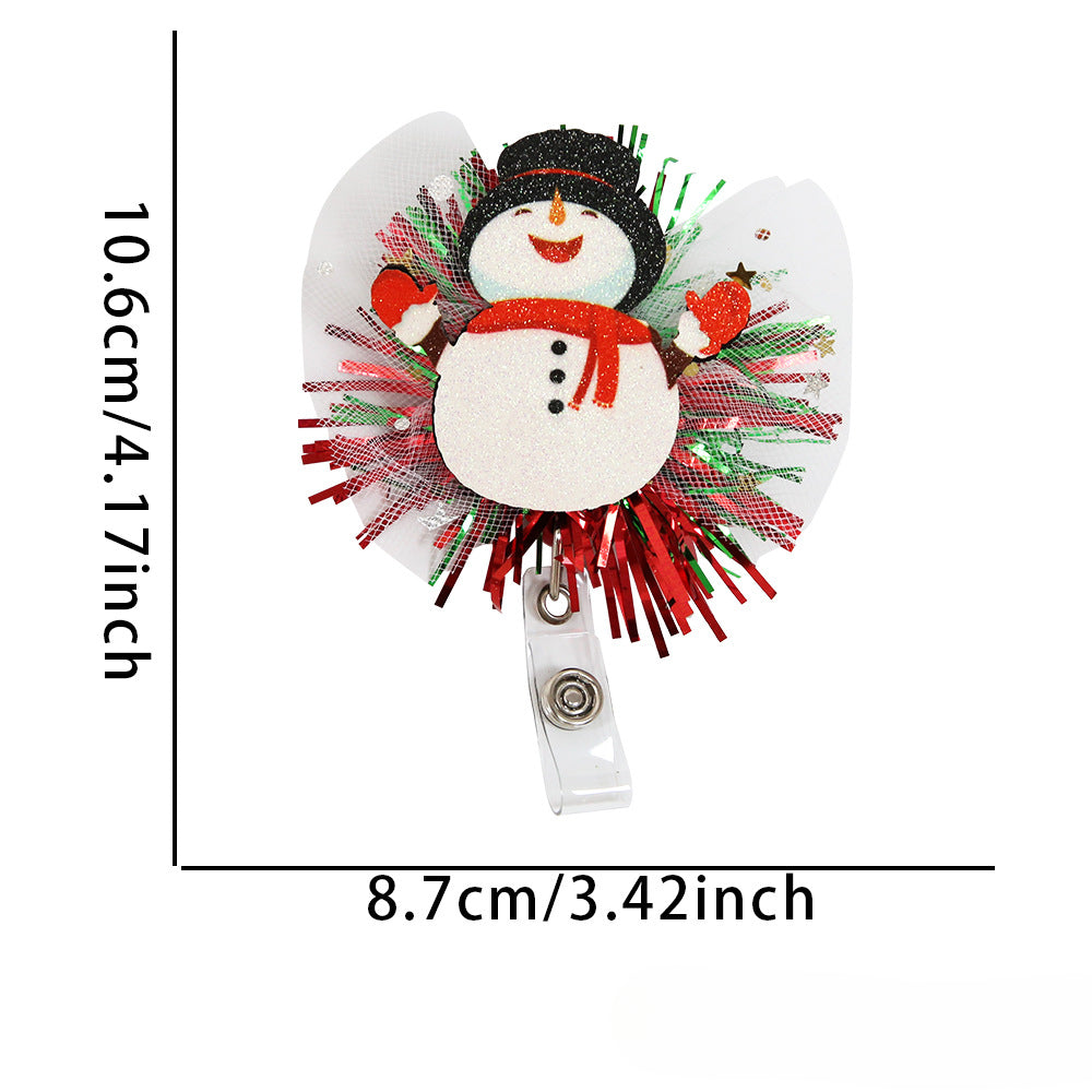 Wholesale Christmas Glitter Cartoon Snowman Elk Badge Reels Keychains ACC-KC-ZhouHao002