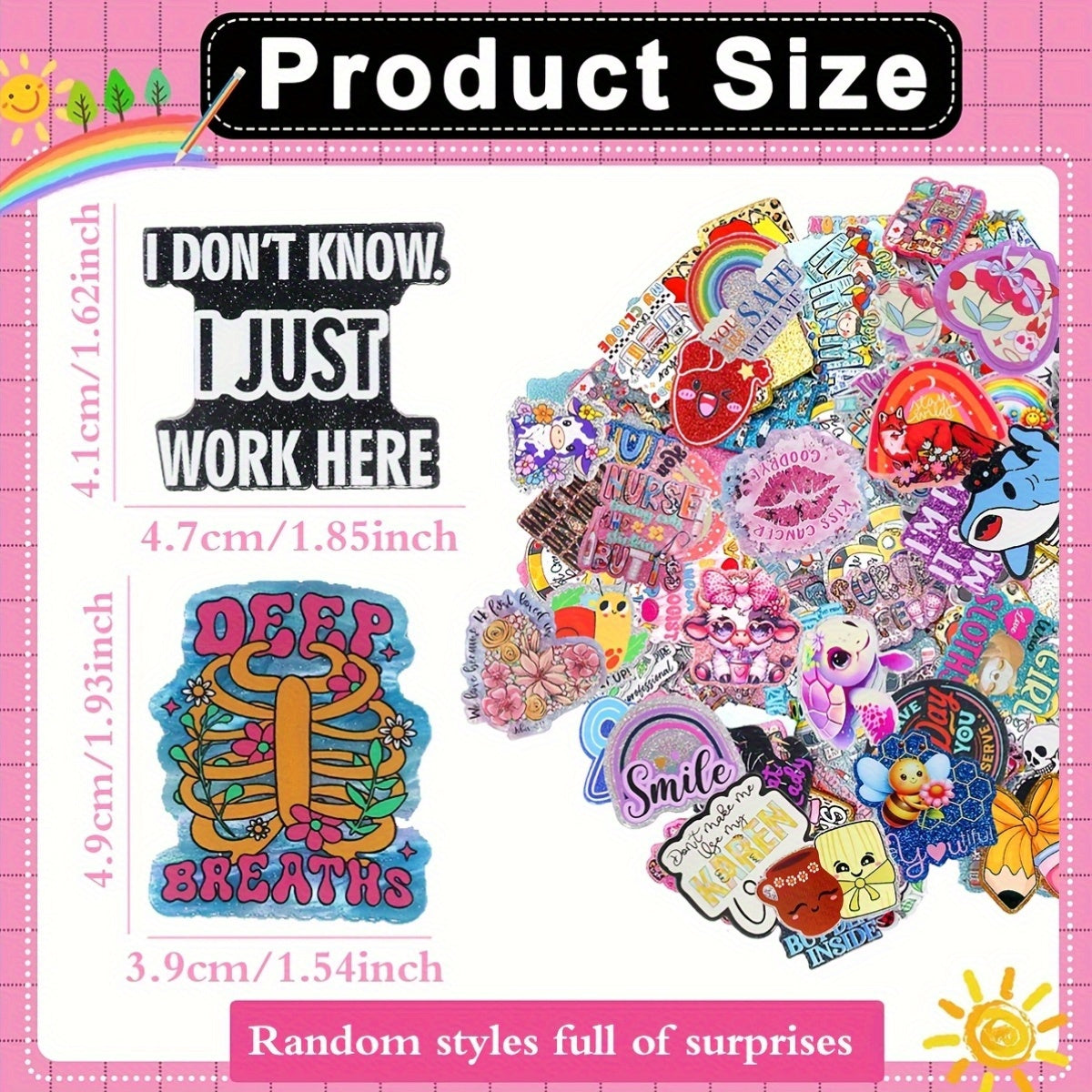 20pcs/40pcs Random Mix No Hole Glitter Resin Acrylic Flat Back Charm for DIY for Badge Reels