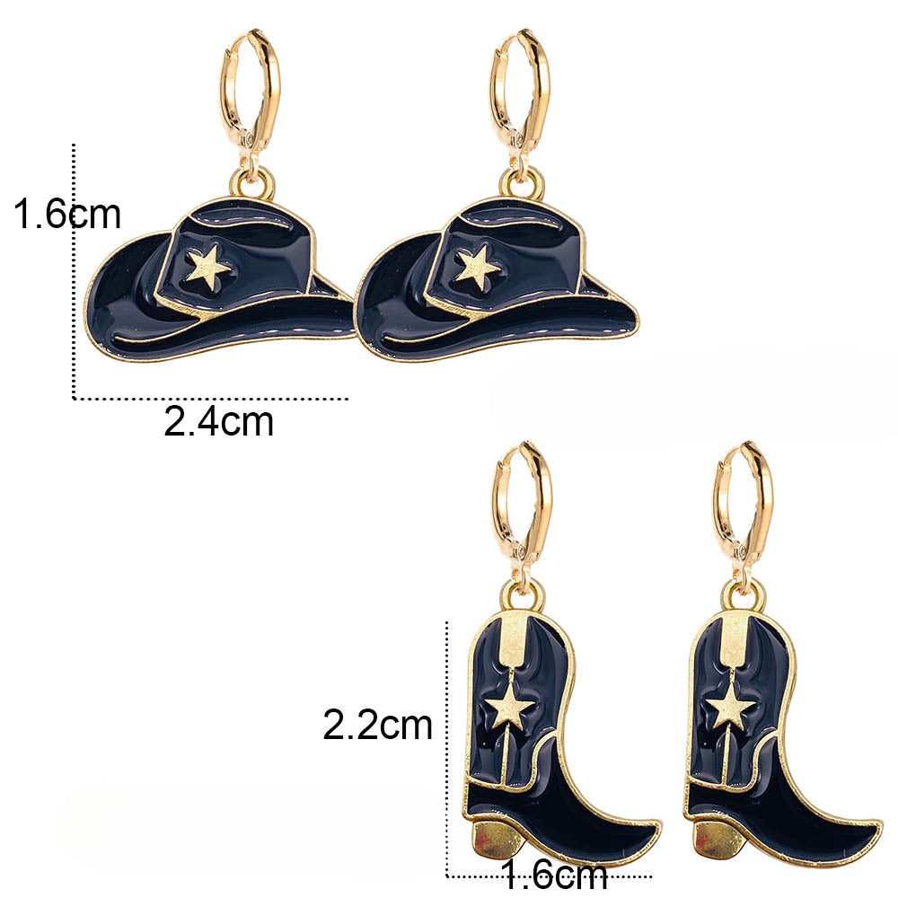 Wholesale Vintage Cowboy Boots Earrings Alloy Oil Drop Pendant ACC-ES-Cheny004
