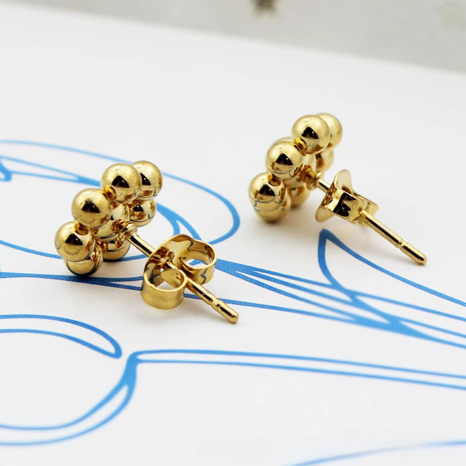 Wholesale Steel Bead Geometric Earrings Stainless Steel Earrings ACC-ES-BaiL003