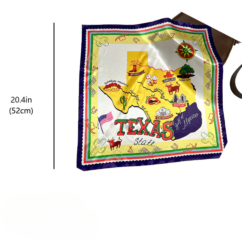 Wholesale Western Denim Texas 52cm Nylon Silk Scarf ACC-SS-HY014