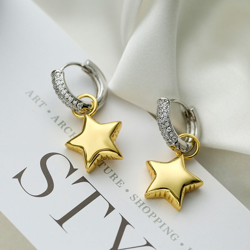 Wholesale Asymmetric Star Moon Zircon Earrings ACC-ES-AG004