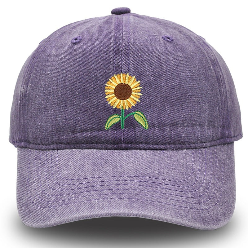 Wholesale Vintage Washed Botanical Sunflower Baseball Cap ACC-HT-HaiPu031